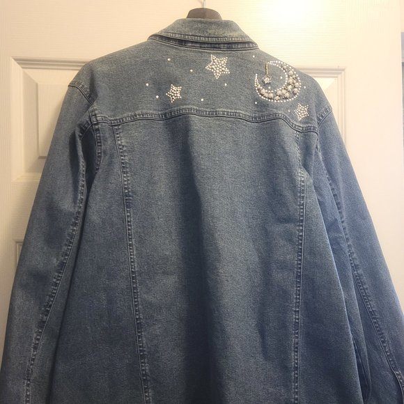 RARE!! Quacker factory moon and stars denim jacket - Picture 7 of 8